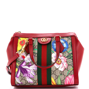 Gucci Ophidia Top Handle Tote Flora GG Coated Canvas Small