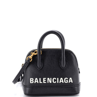 Balenciaga Logo Ville Bag Leather Nano