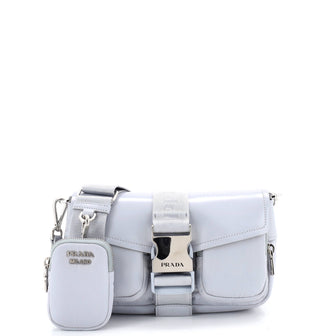 Prada Buckle Pocket Crossbody Bag Spazzolato Leather and Tessuto