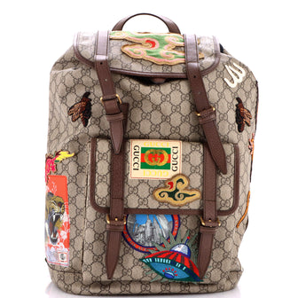 Gucci Courrier Soft Backpack GG Coated Canvas with Applique Large