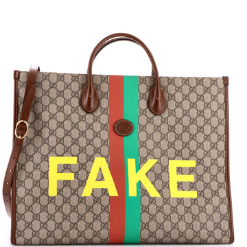 Gucci Fake/Not Convertible Open Tote Printed GG Coated Canvas Large