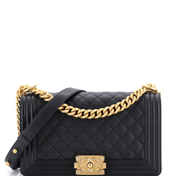 Chanel Boy Flap Bag Quilted Caviar Old Medium