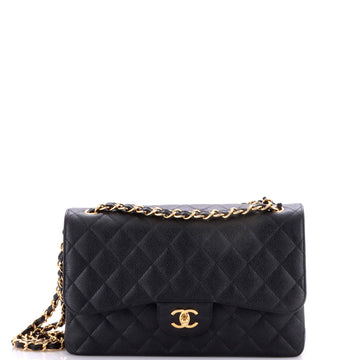 Chanel Classic Double Flap Bag Quilted Caviar Jumbo