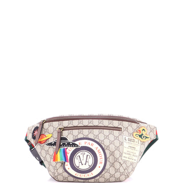 Gucci Courrier Zip Belt Bag GG Coated Canvas with Applique