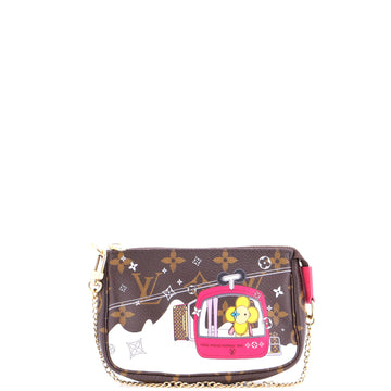 Louis Vuitton Pochette Accessoires Limited Edition Vivienne Xmas Monogram Canvas Mini