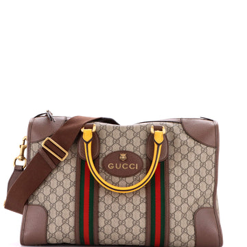 Gucci Neo Vintage Web Duffle Bag GG Coated Canvas with Leather Medium