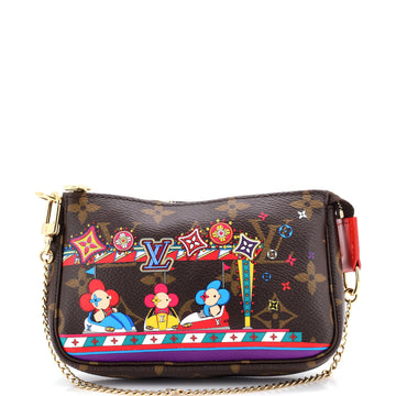Louis Vuitton Pochette Accessoires Limited Edition Vivienne Xmas Monogram Canvas Mini