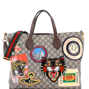 Gucci Courrier Convertible Soft Open Tote GG Coated Canvas with Applique Large