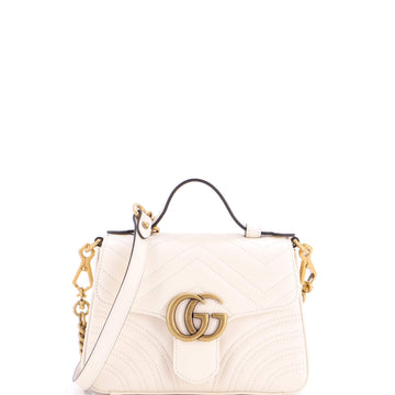 Gucci GG Marmont Top Handle Flap Bag Matelasse Leather Mini