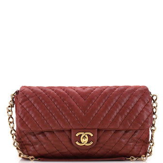 Chanel Surpique Chevron Flap Bag Quilted Iridescent Calfskin Jumbo