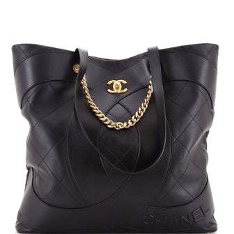 Chanel Club Monaco Shopping Tote Quilted Lambskin Large