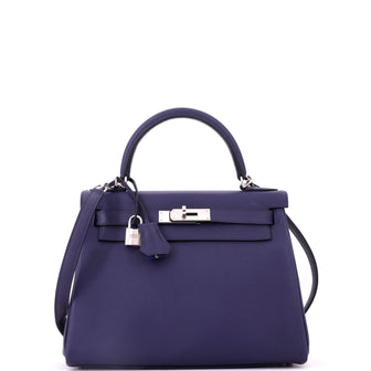 Hermes Kelly Handbag Verso Evercolor with Palladium Hardware 28