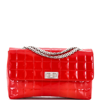 Chanel Chocolate Bar Flap Bag Quilted Patent Medium