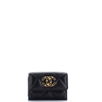 Chanel 19 Trifold Flap Wallet Quilted Lambskin Small