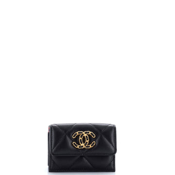 Chanel 19 Trifold Flap Wallet Quilted Lambskin Small