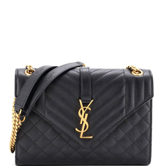 Saint Laurent Classic Monogram Envelope Satchel Mixed Matelasse Leather Medium