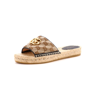 Gucci Women's GG Marmont Espadrilles Slide Sandals Diagonal Quilted GG Canvas