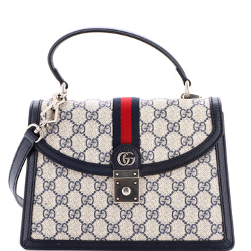 Gucci Ophidia Flap Top Handle Bag GG Coated Canvas Small