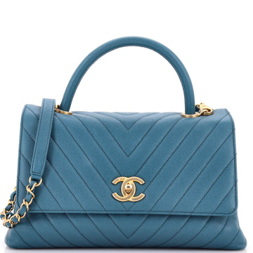 Chanel Coco Top Handle Bag Chevron Caviar Small