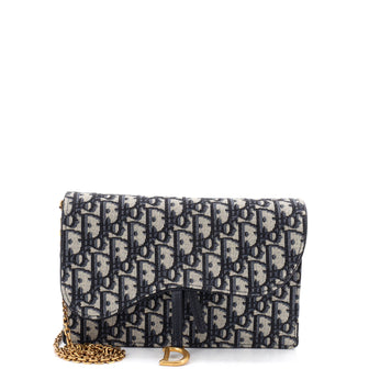Christian Dior Saddle Chain Clutch Oblique Canvas