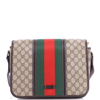 Gucci Web Flap Messenger Bag GG Coated Canvas Medium