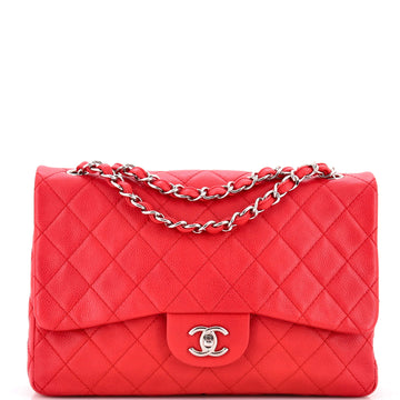 Chanel Vintage Classic Single Flap Bag Quilted Caviar Jumbo