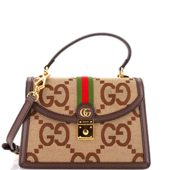Gucci Ophidia Flap Top Handle Bag Jumbo GG Canvas Small