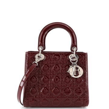 Christian Dior Lady Dior Bag Cannage Quilt Patent Medium