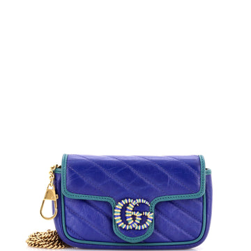 Gucci GG Marmont Flap Bag Diagonal Quilted Leather Super Mini