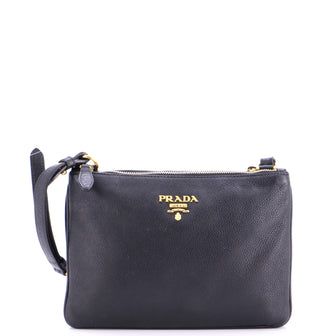 Prada Double Zip Crossbody Bag Vitello Daino Small