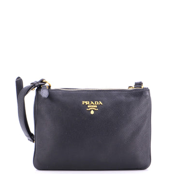 Prada Double Zip Crossbody Bag Vitello Daino Small