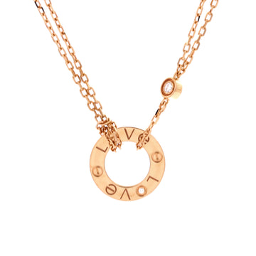 Cartier 2 Diamonds Love Pendant Necklace 18K Yellow Gold and Diamonds