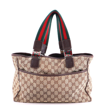 Gucci Web Handle Buckle Tote GG Canvas Large