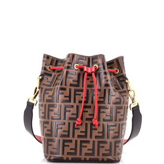 Fendi Mon Tresor Bucket Bag Zucca Embossed Leather Small