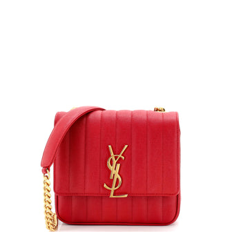Saint Laurent Vicky Crossbody Bag Vertical Quilted Grainy Leather Medium