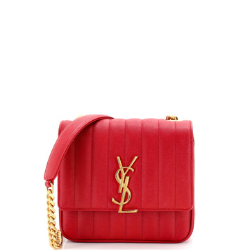 Saint Laurent Vicky Crossbody Bag Vertical Quilted Grainy Leather Medium
