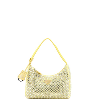 Prada Re-Edition 2000 Hobo Crystal Embellished Satin Mini