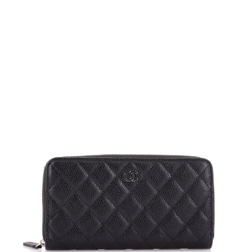 Chanel Zip Around Wallet Quilted Caviar Long