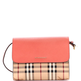 Burberry Loxley Crossbody Bag Haymarket Coated Canvas and Leather Small