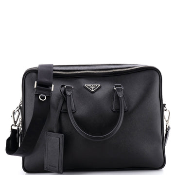 Prada Convertible Zip Around Briefcase Saffiano Leather Medium