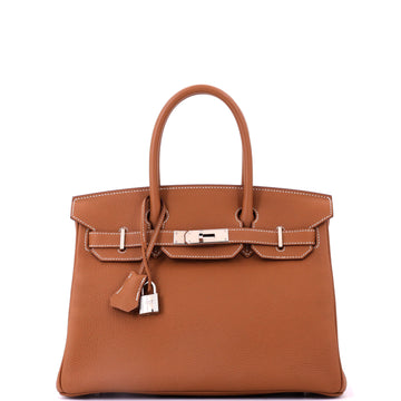 Hermes Birkin Handbag Brown Togo with Palladium Hardware 30