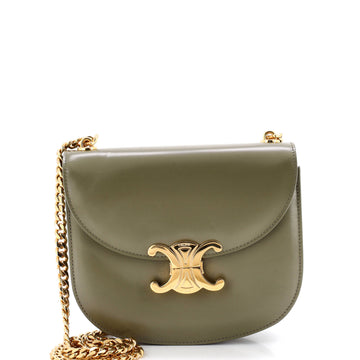 Celine Triomphe Besace Clea Chain Flap Bag Leather