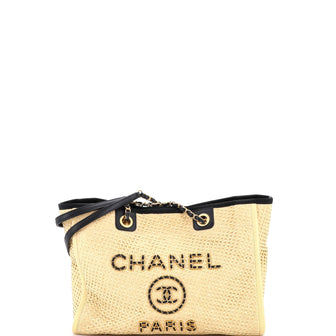 Chanel Deauville Tote Straw with Chain Detail Small