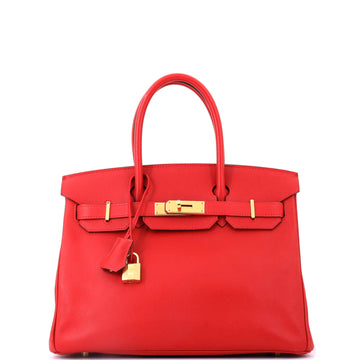 Hermes Birkin Handbag Red Epsom with Gold Hardware 30