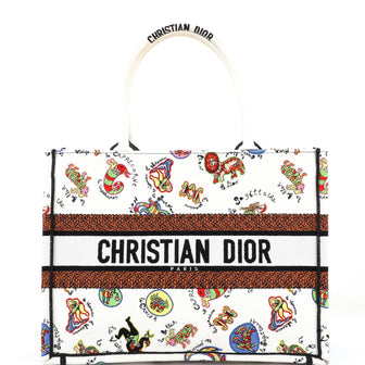 Christian Dior Book Tote Embroidered Canvas Medium
