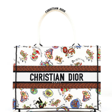 Christian Dior Book Tote Embroidered Canvas Medium