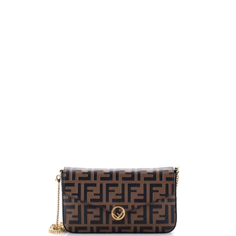 Fendi F is Fendi Envelope Clutch on Chain Zucca Embossed Leather