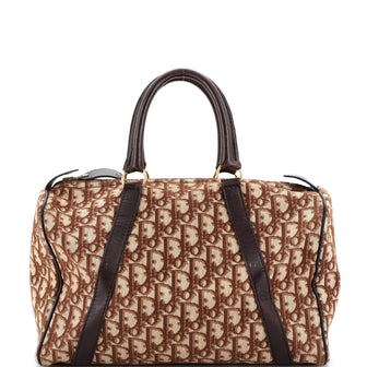 Christian Dior Vintage Trotter Boston Bag Diorissimo Canvas Medium