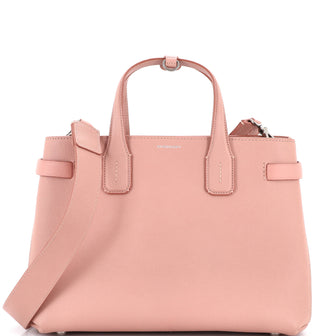 Burberry Banner Tote Leather and House Check Canvas Medium