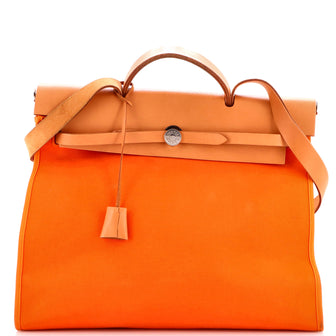 Hermes Herbag Zip Leather and Toile 39